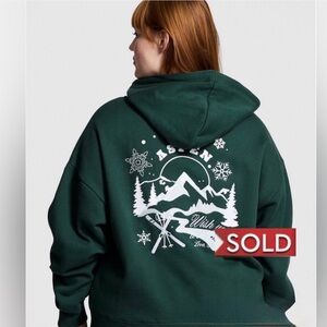 PINK Victoria's Secret Forest Green Aspen Hoodie